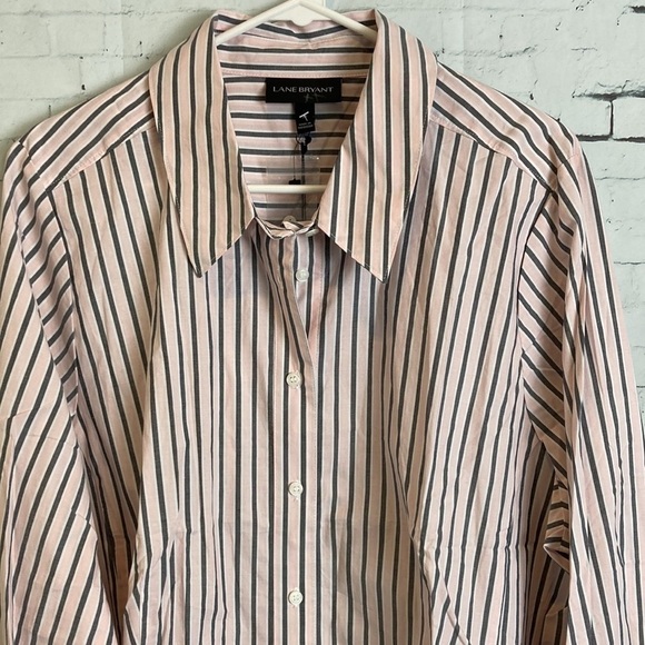 Lane Bryant NWT Button Front Essential Shirt Sz 22 Pink Black Work Preppy Office - Picture 5 of 16